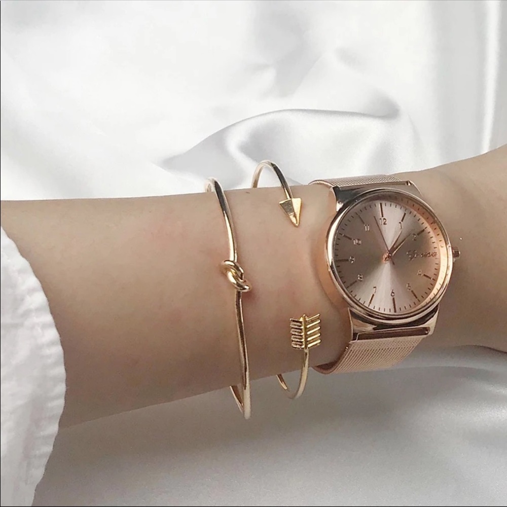 New 2 Piece Gold Bangle Bracelet Set